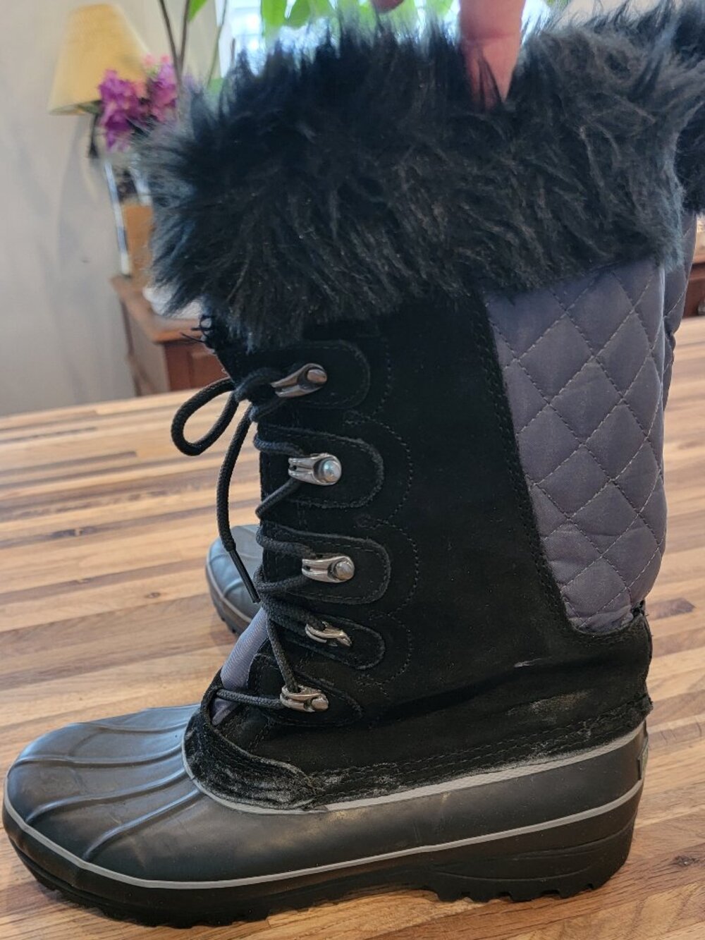 Khombu Nordic 2 Women's Waterproof Snow Boots with Faux Fur Lining Lace Up